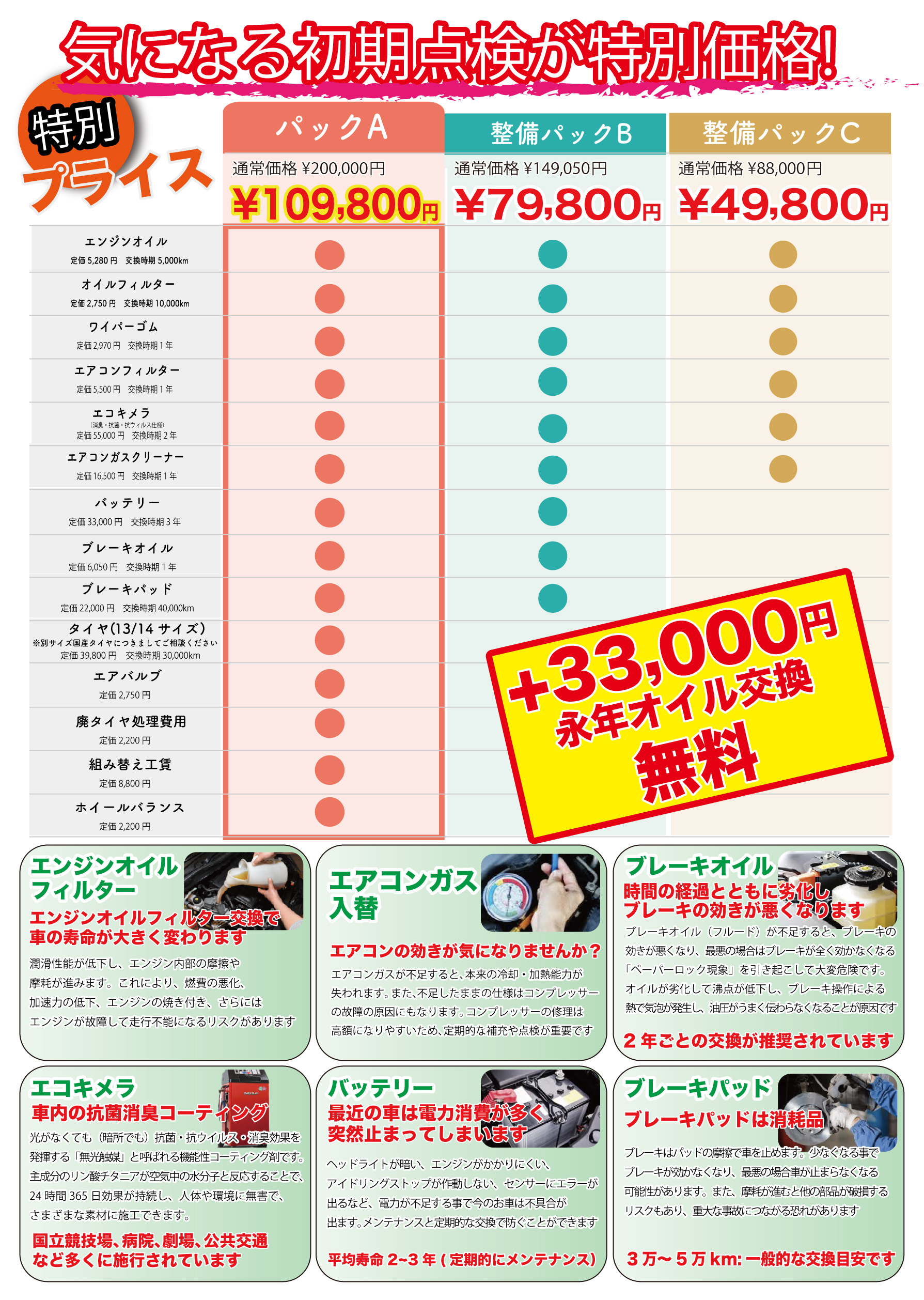 お得なメンテナンスパック